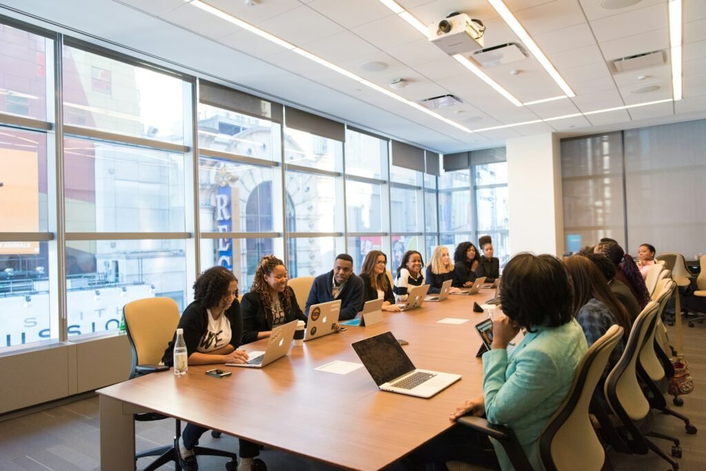 Professional presenting to colleagues