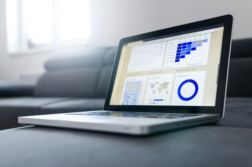Laptop showing a marketing report