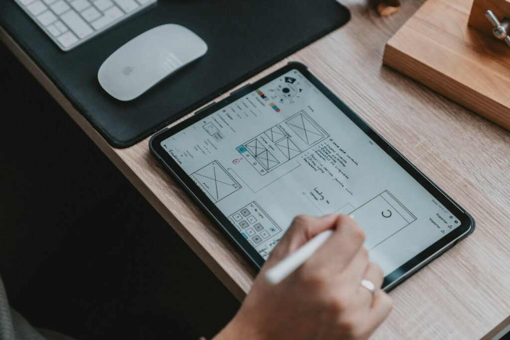 Designer sketching on a tablet